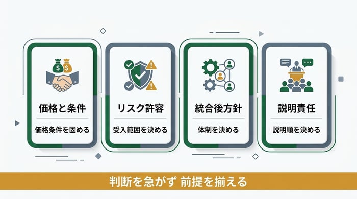 自己判断が必要な4つの主要論点を整理した図