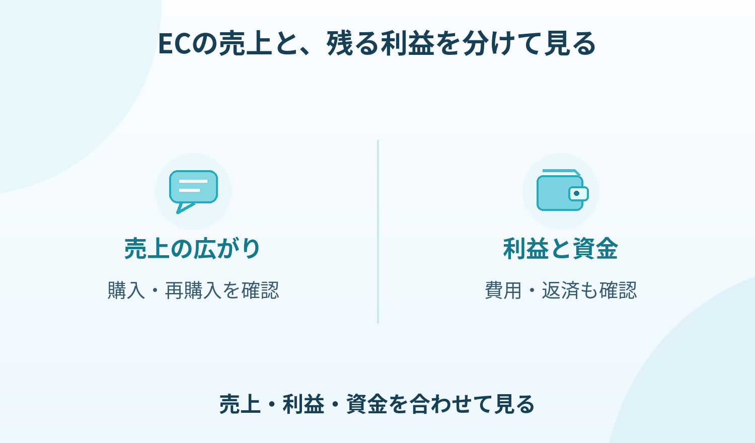 自社への適用では、EC売上だけでなく原価・送料・手数料・広告費・返品対応を確認する。借入の返済を含む資金の動きも別に見る。